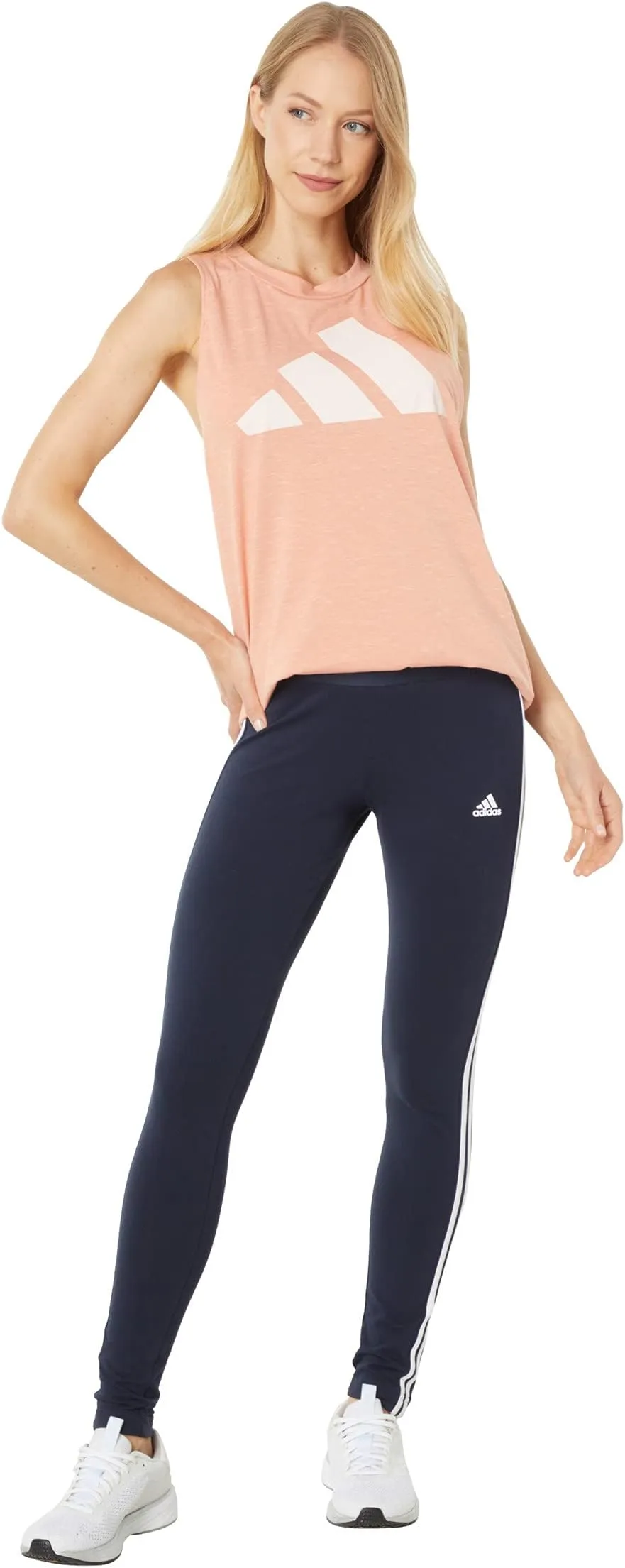 adidas 3 Stripe Leggings in Legend Ink/White