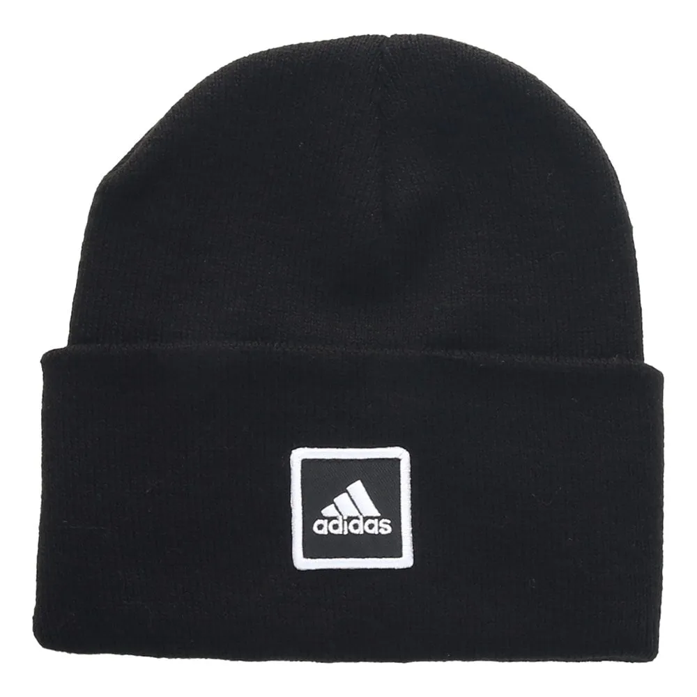 Adidas Men's Knitted Beanie Hat with Wide Cuffs, Black