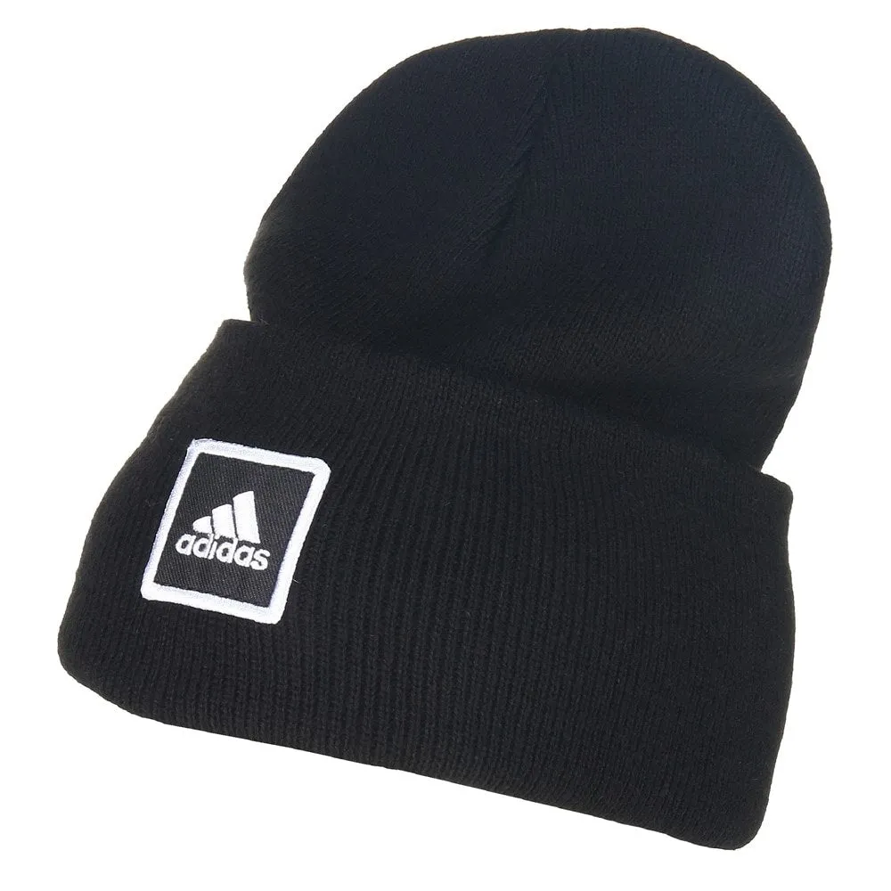 Adidas Men's Knitted Beanie Hat with Wide Cuffs, Black