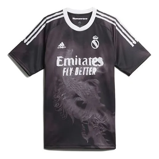 adidas x Crossover Printing Soccer/Football Sports Short Sleeve Jersey real Madrid Black