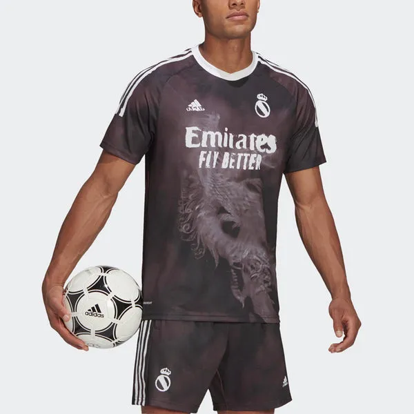 adidas x Crossover Printing Soccer/Football Sports Short Sleeve Jersey real Madrid Black