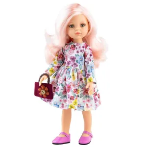Bright Dress with Flowers and a Handbag