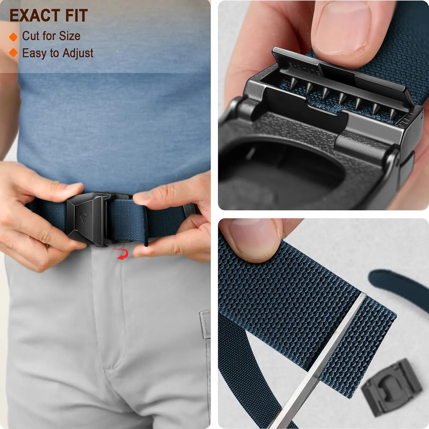 BULLIANT Men Belt 2 Pack,Nylon Web Holster Belt Stretch for Gift Men Outdoor Work Sports Hunting Hiking,Quick Release