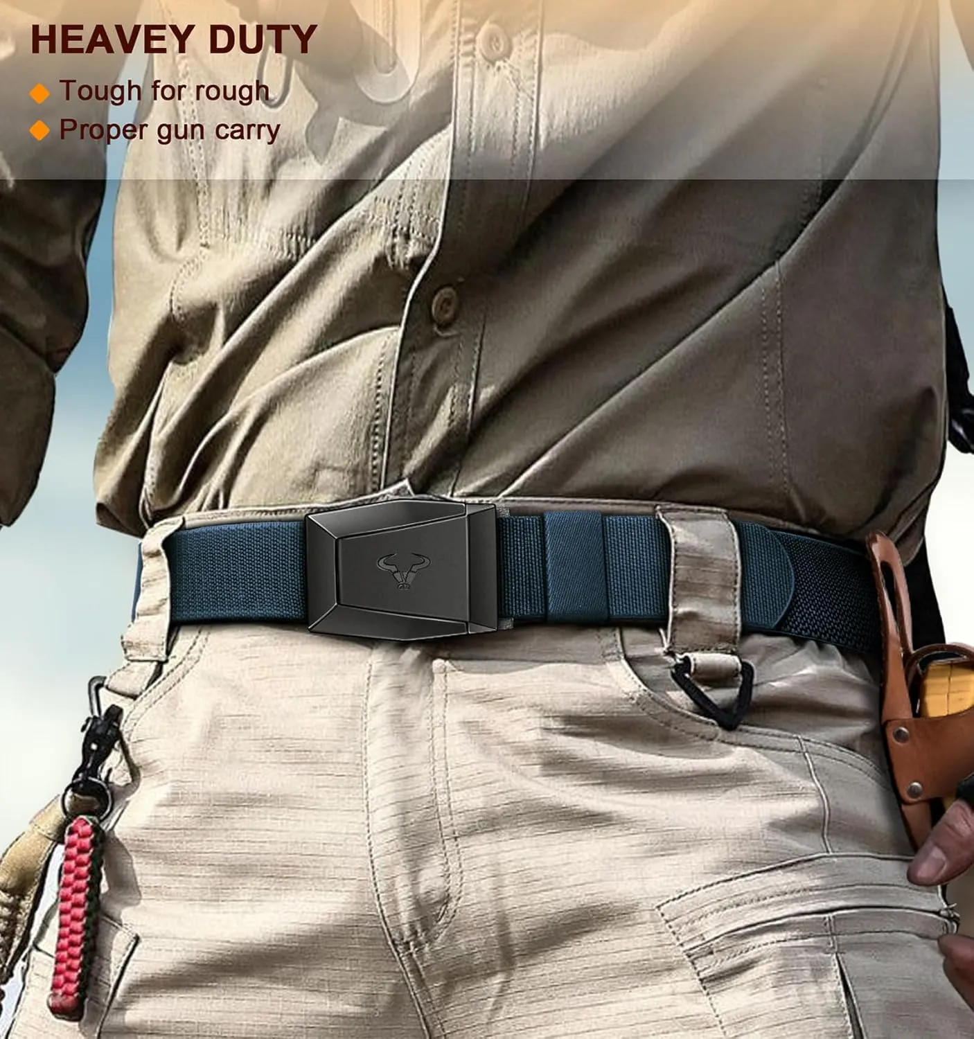 BULLIANT Men Belt 2 Pack,Nylon Web Holster Belt Stretch for Gift Men Outdoor Work Sports Hunting Hiking,Quick Release
