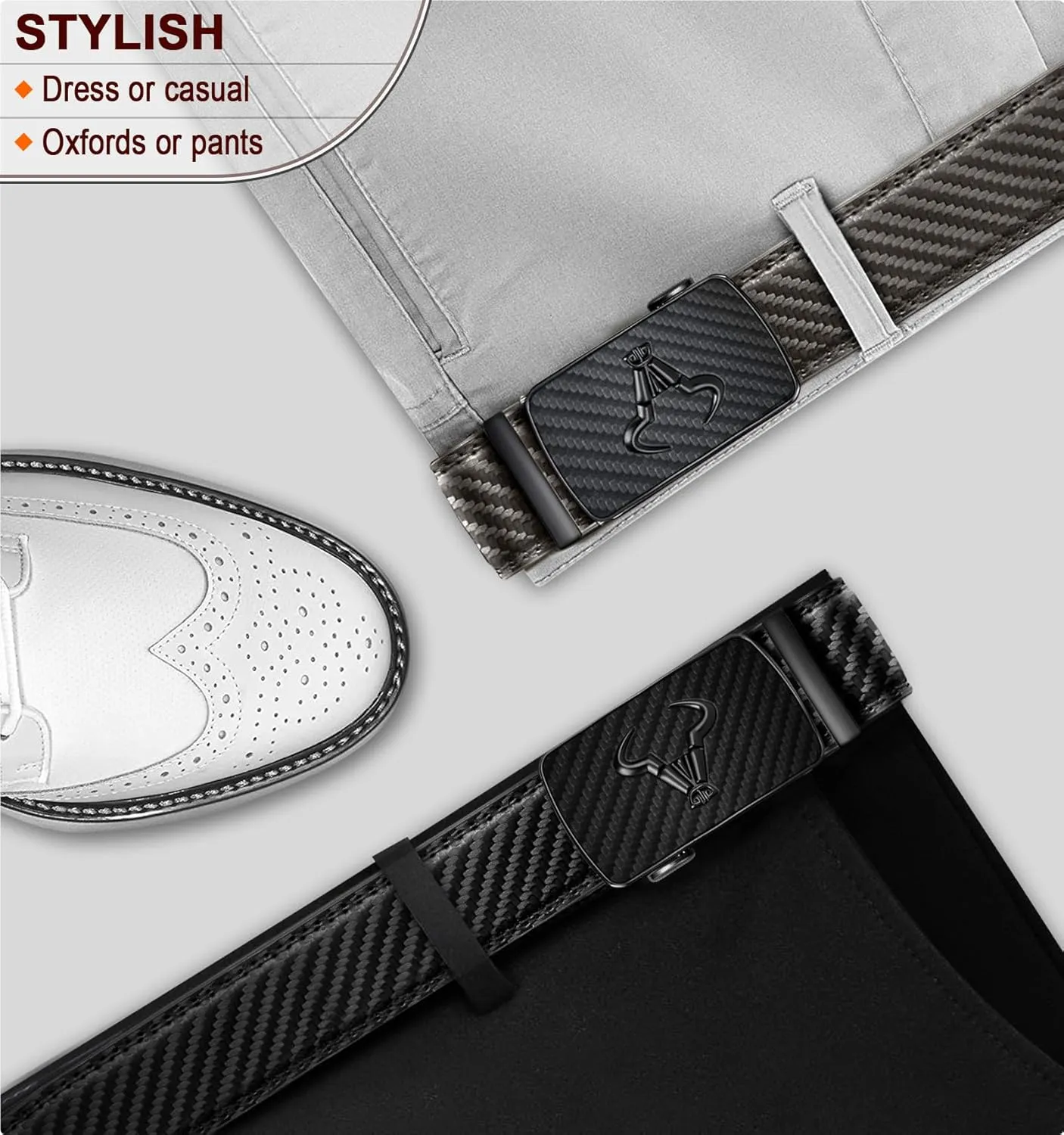 BULLIANT Men belt 2Pack,Leather Ratchet Belt for Gift Men Dress Casual Jeans 1 3/8",Cut for Fit
