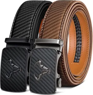 BULLIANT Men belt 2Pack,Leather Ratchet Belt for Gift Men Dress Casual Jeans 1 3/8",Cut for Fit