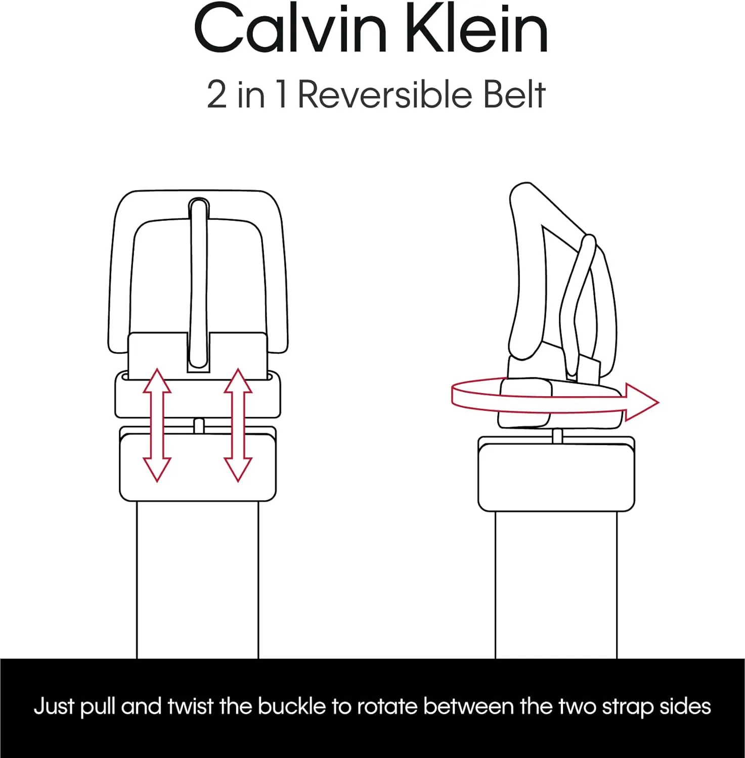Calvin Klein Men's Two-in-one Reversible Rotative Buckle Casual Dress Belt
