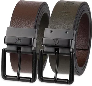 Calvin Klein Men's Two-in-one Reversible Rotative Buckle Casual Dress Belt