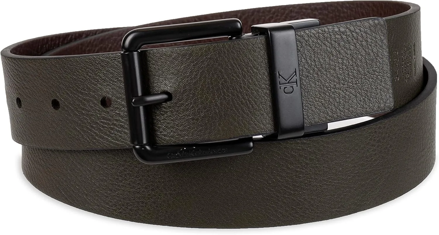 Calvin Klein Men's Two-in-one Reversible Rotative Buckle Casual Dress Belt