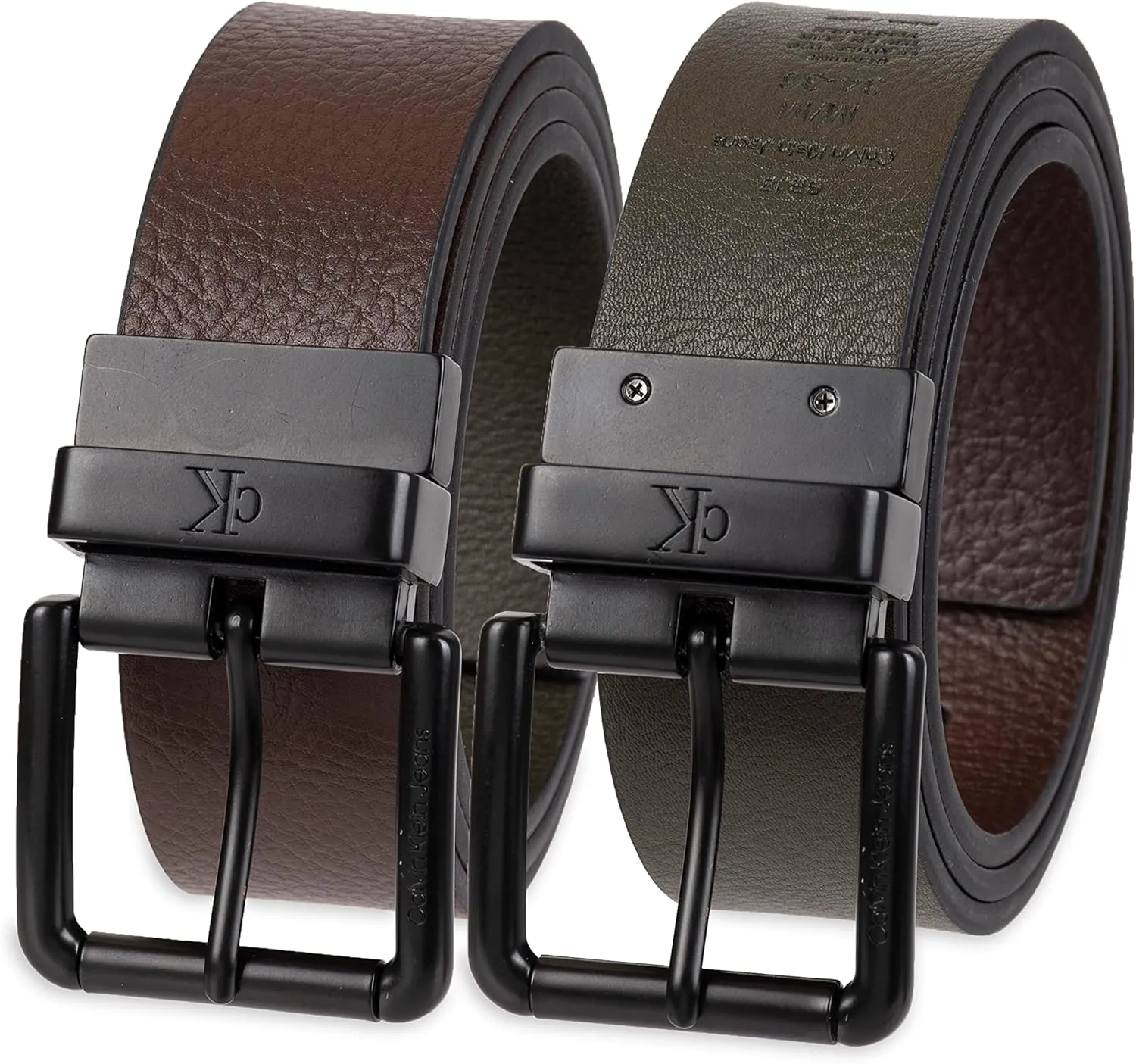 Calvin Klein Men's Two-in-one Reversible Rotative Buckle Casual Dress Belt