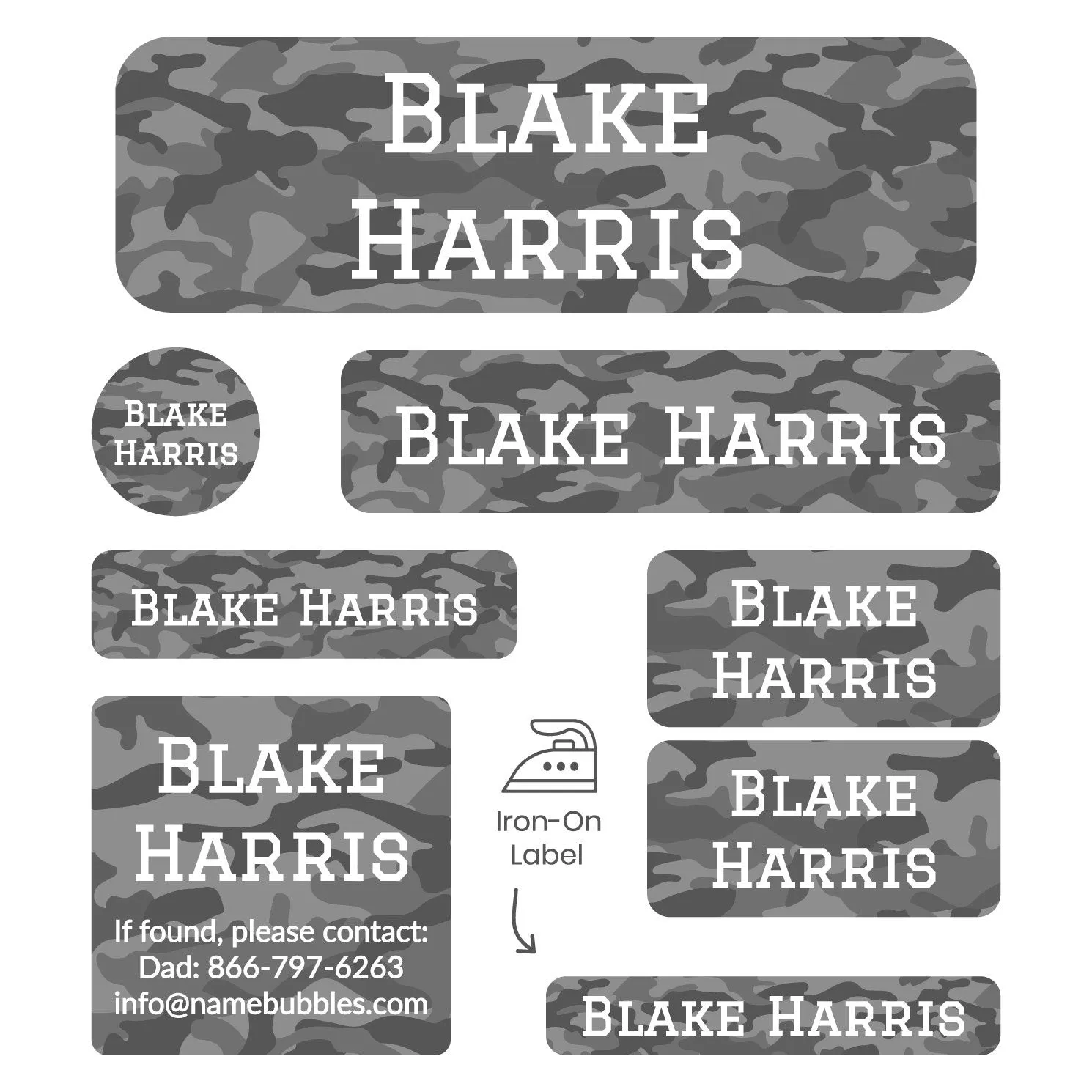 Camo Sleepaway Camp Labels Pack
