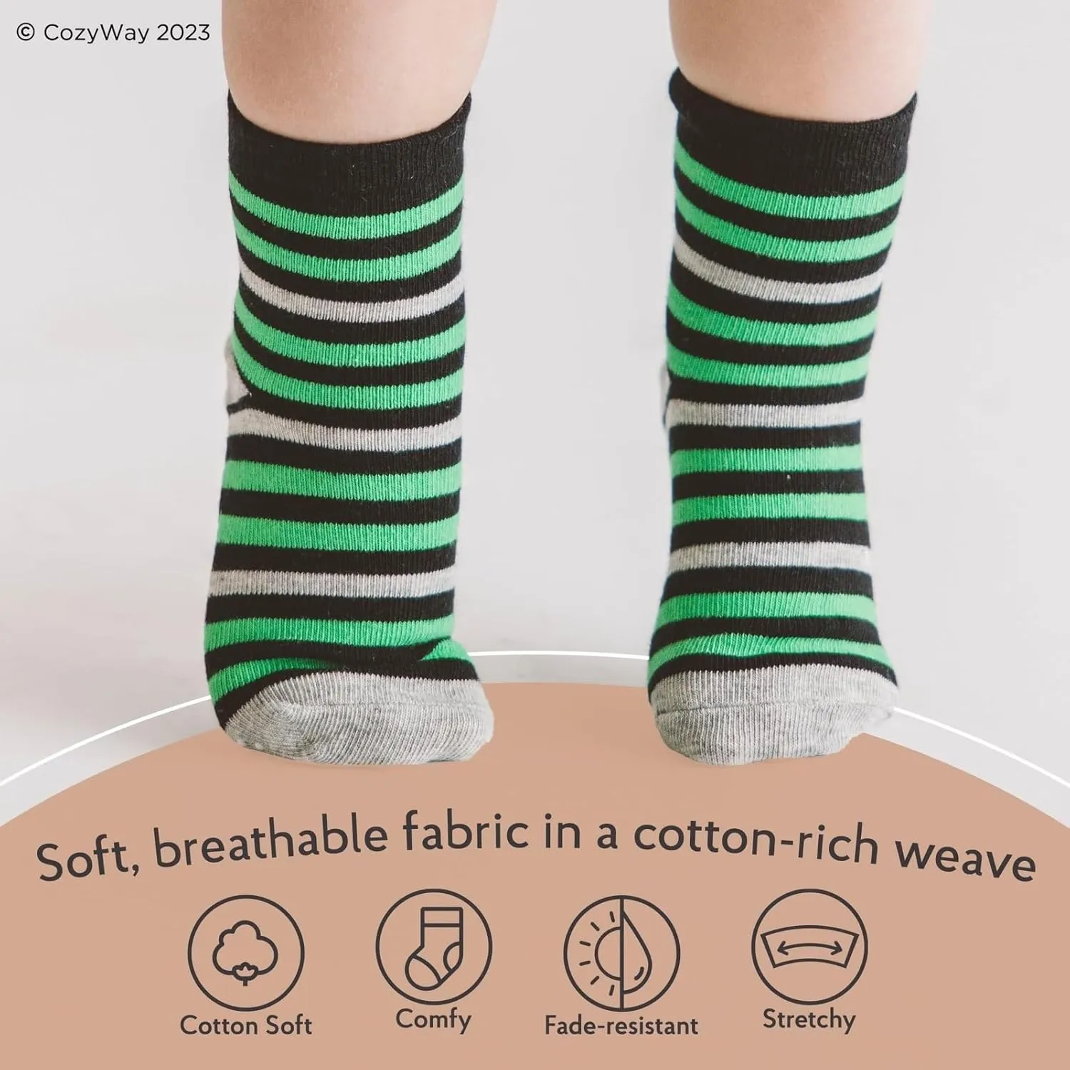 CozyWay Baby & Toddler Socks with Grippers Non Slip Ankle Grip Socks For Boys and Girls - Comfy Soft Cotton - 12 Pack