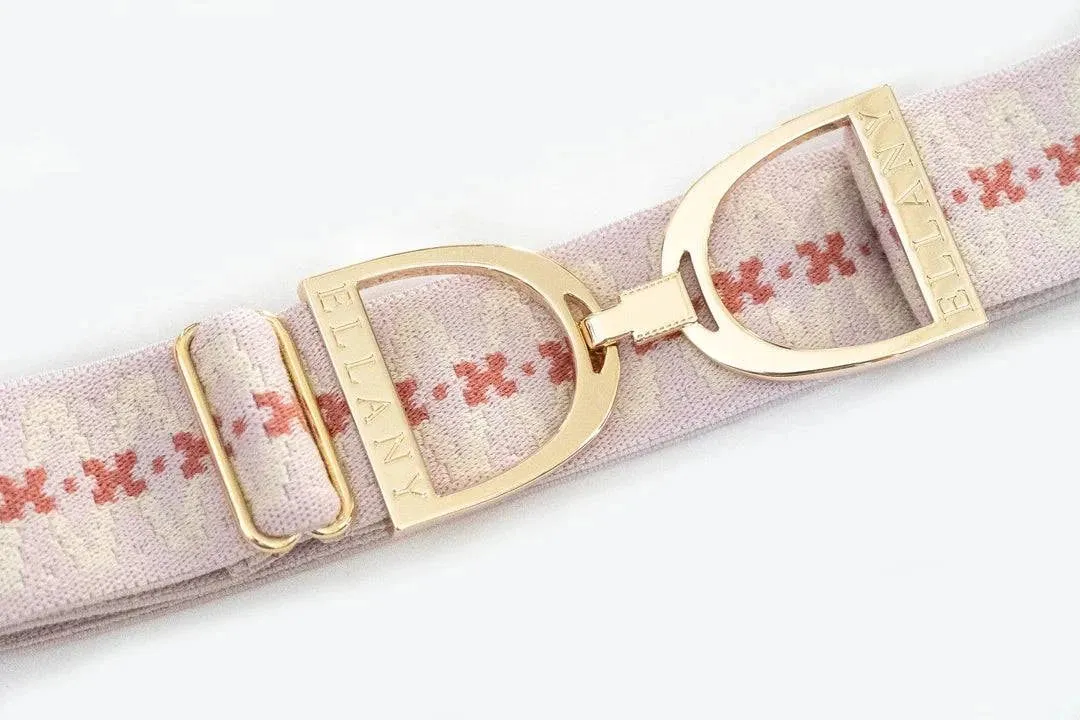 ELLANY - Pink Almaretto - 1.5" Gold Stirrup Elastic Belt
