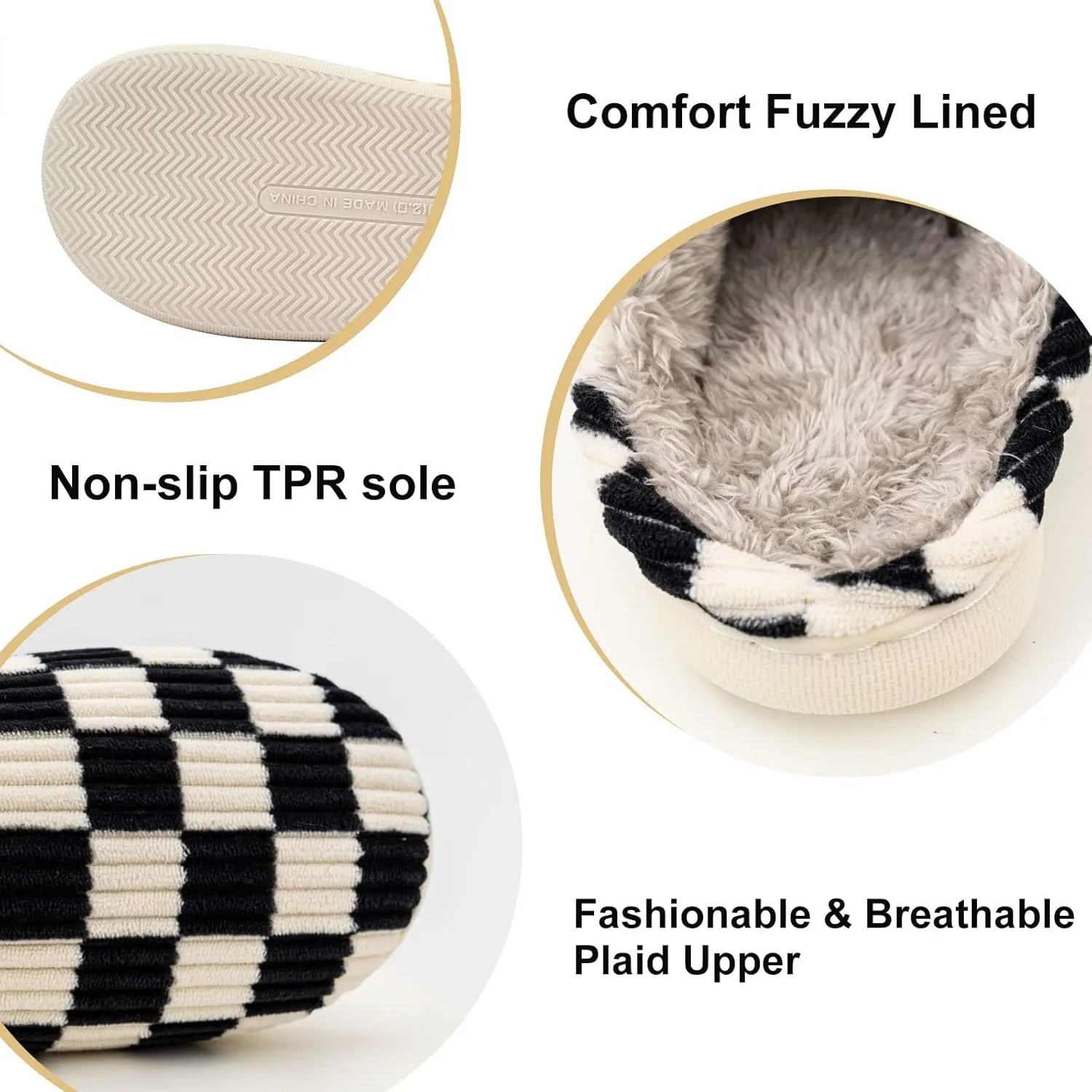 Guyarns House Slippers for Women & Men - Fuzzy, Casual Indoor/Outdoor Shoes with Memory Foam & Faux Fur Lining