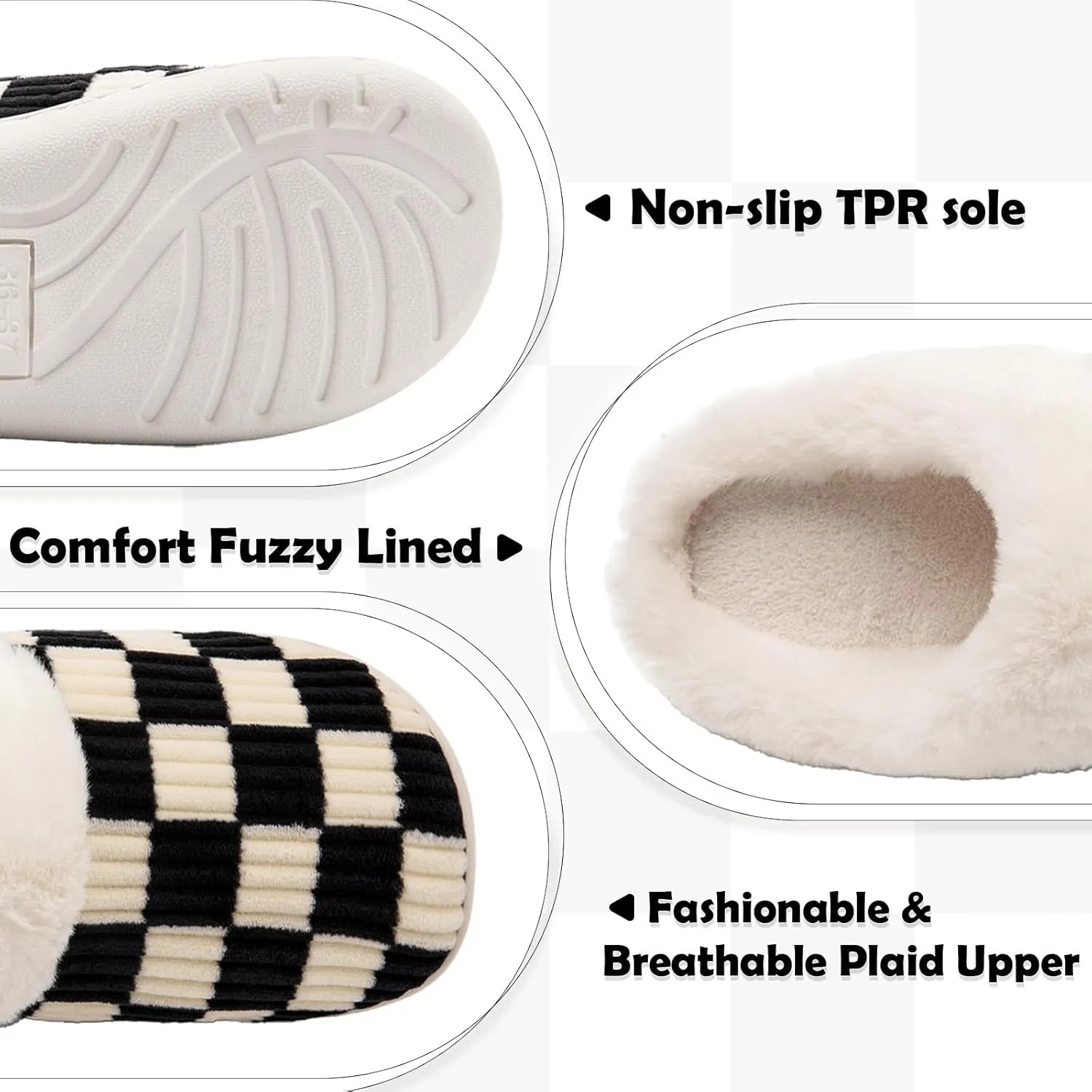 Guyarns House Slippers for Women & Men - Fuzzy, Casual Indoor/Outdoor Shoes with Memory Foam & Faux Fur Lining
