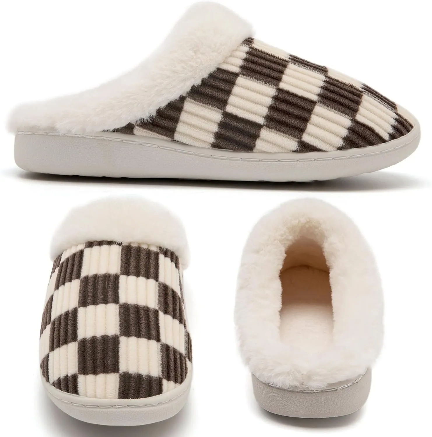 Guyarns House Slippers for Women & Men - Fuzzy, Casual Indoor/Outdoor Shoes with Memory Foam & Faux Fur Lining