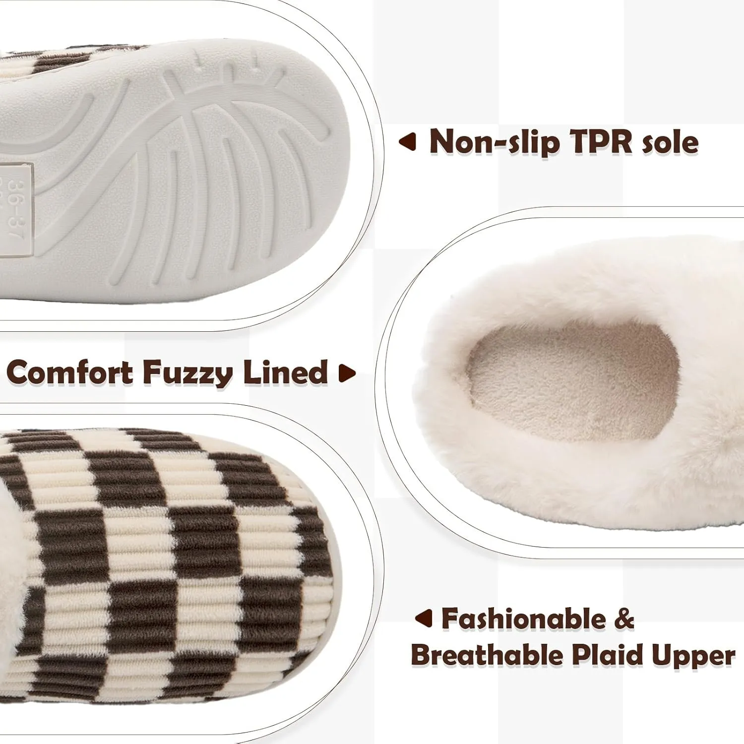 Guyarns House Slippers for Women & Men - Fuzzy, Casual Indoor/Outdoor Shoes with Memory Foam & Faux Fur Lining