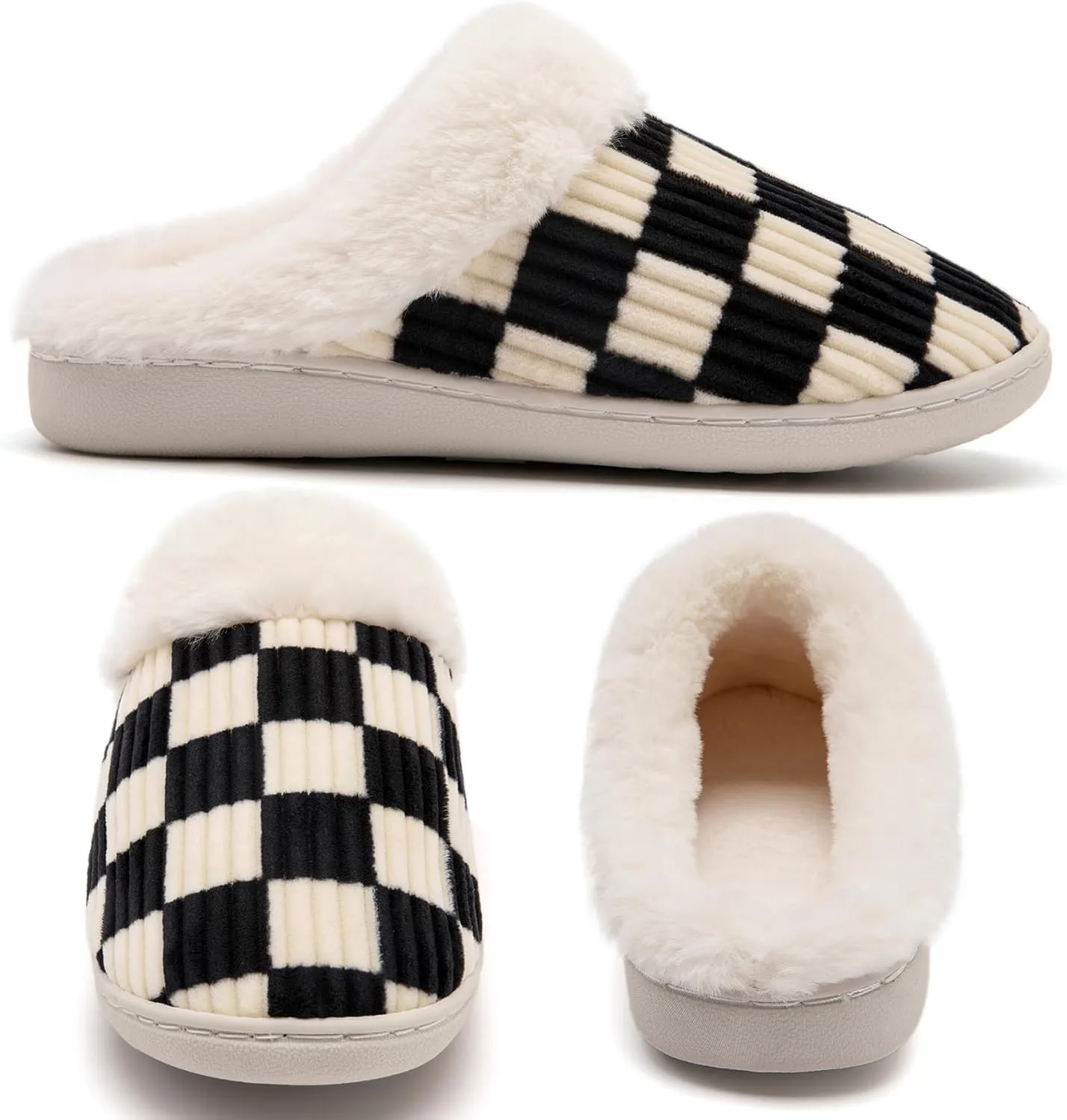 Guyarns House Slippers for Women & Men - Fuzzy, Casual Indoor/Outdoor Shoes with Memory Foam & Faux Fur Lining