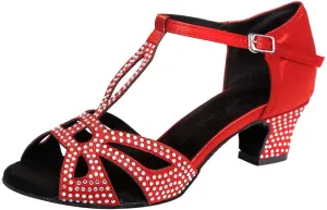 HIPPOSEUS Women's Latin Dance Shoes Rhinestones Ballroom Party Dance Practice Performance Shoes,Model 419