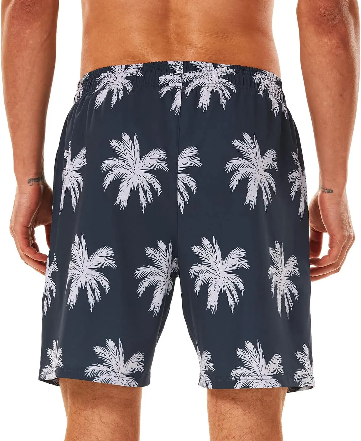 HODOSPORTS Mens Swimsuit Trunks 7" Quick-Dry Swim Shorts with Compression Liner and Zipper Pockets
