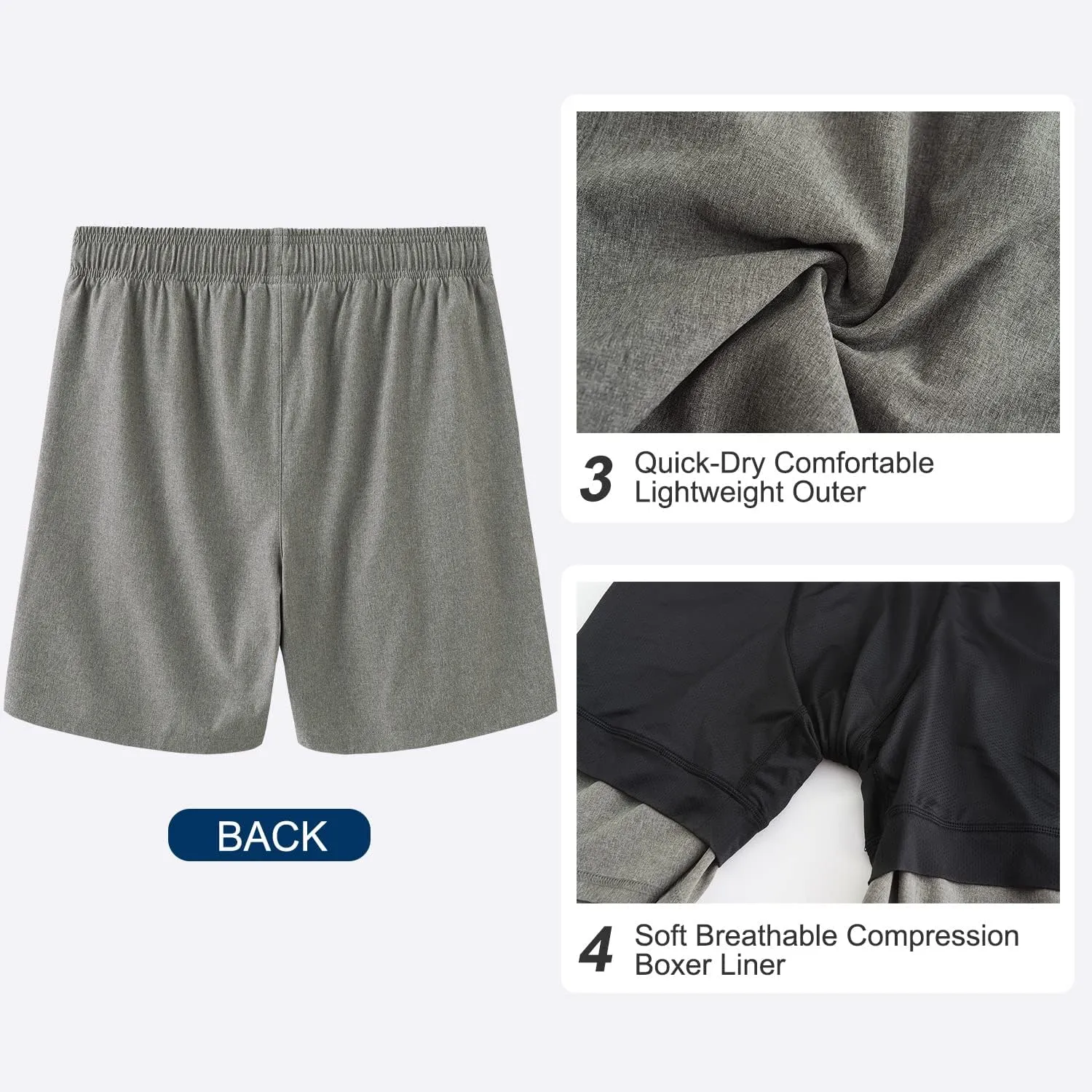 HODOSPORTS Mens Swimsuit Trunks 7" Quick-Dry Swim Shorts with Compression Liner and Zipper Pockets