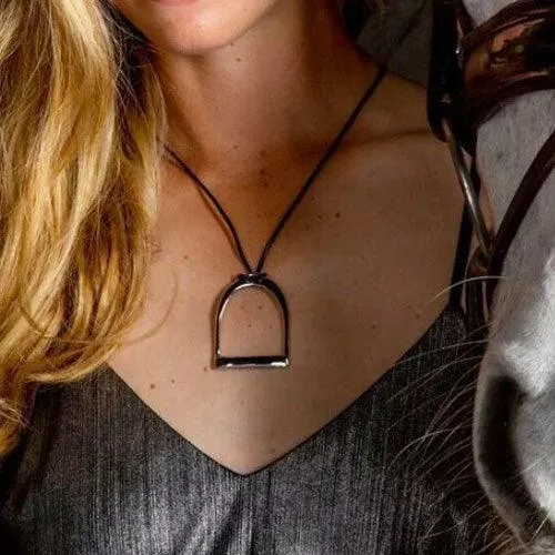 Large Sterling Stirrup Necklace