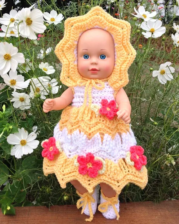 Little Miss Sunshine for 15" Dolls Crochet Pattern
