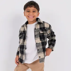 Long-Sleeved Grey Checkered Shirt