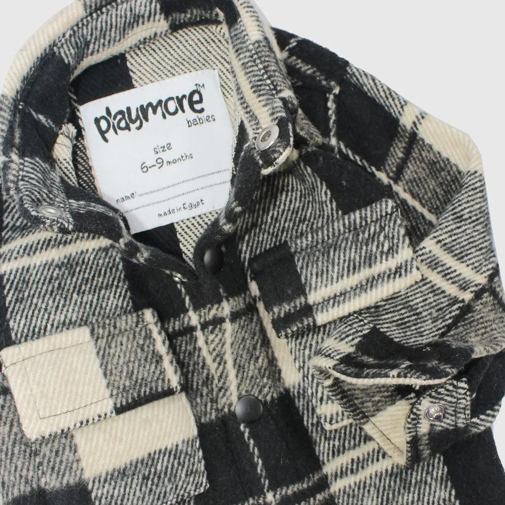 Long-Sleeved Grey Checkered Shirt