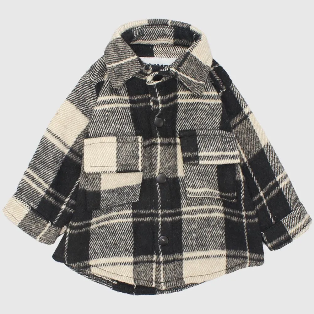 Long-Sleeved Grey Checkered Shirt