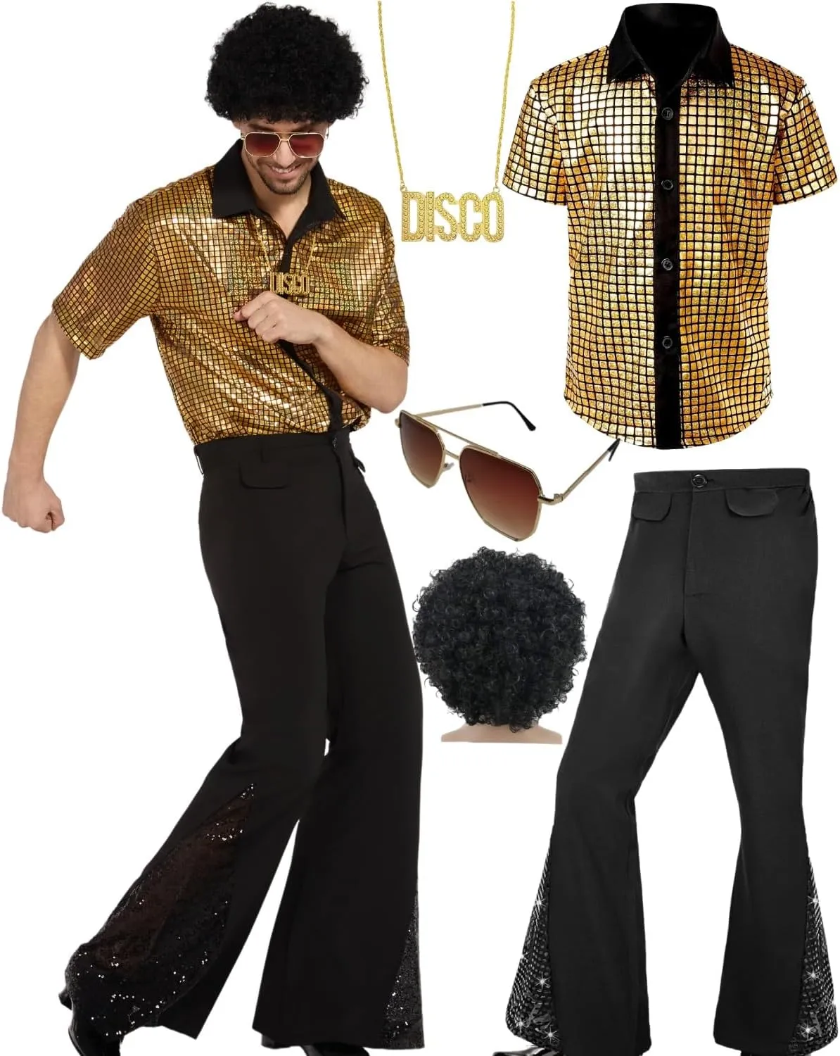 Mens 70's Disco Outfit Retro 70s Mens Costume for Adults Perfect 70's Theme Clothes for Parties
