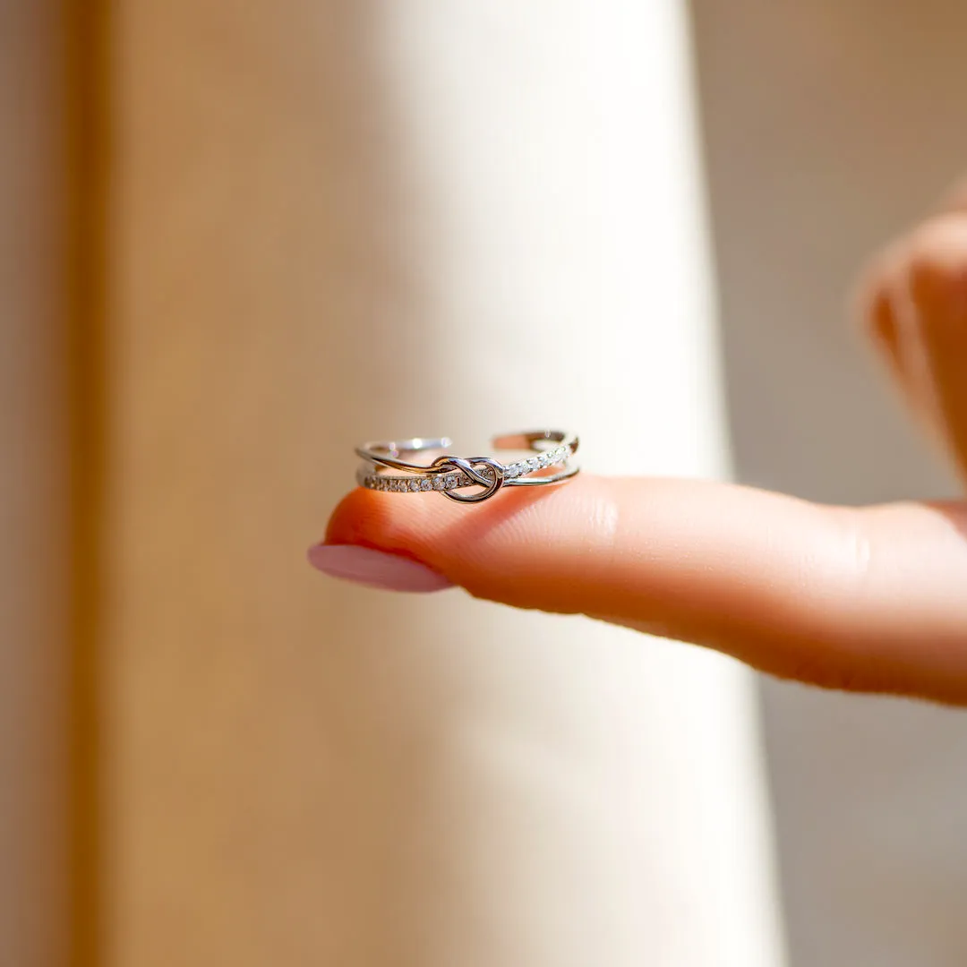 Mother and Daughter Heart Knot Ring
