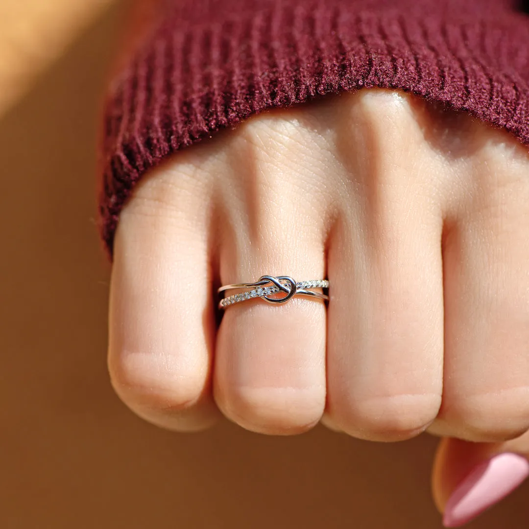 Mother and Daughter Heart Knot Ring