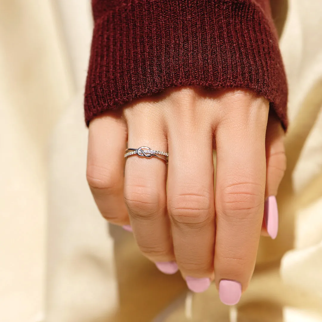 Mother and Daughter Heart Knot Ring