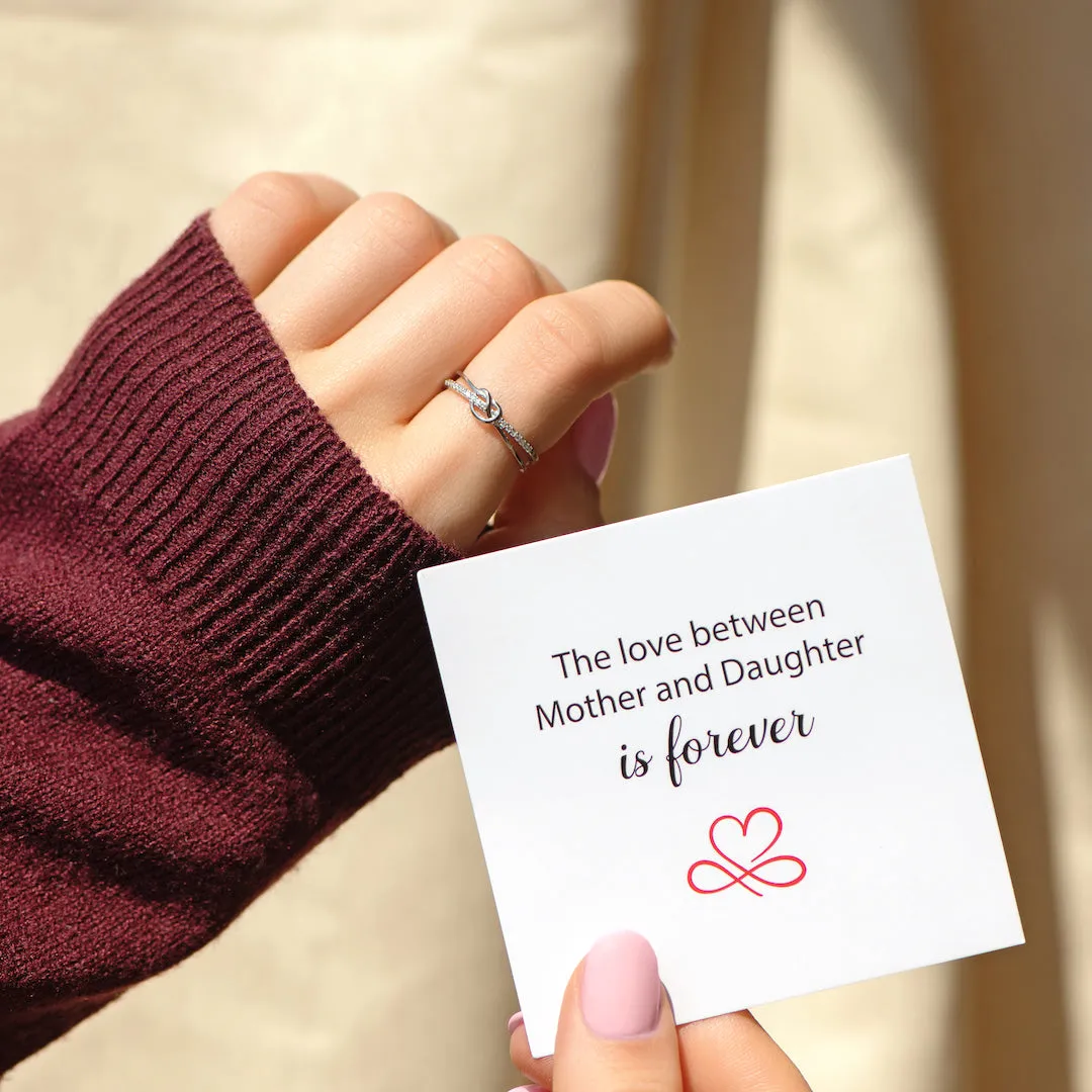 Mother and Daughter Heart Knot Ring
