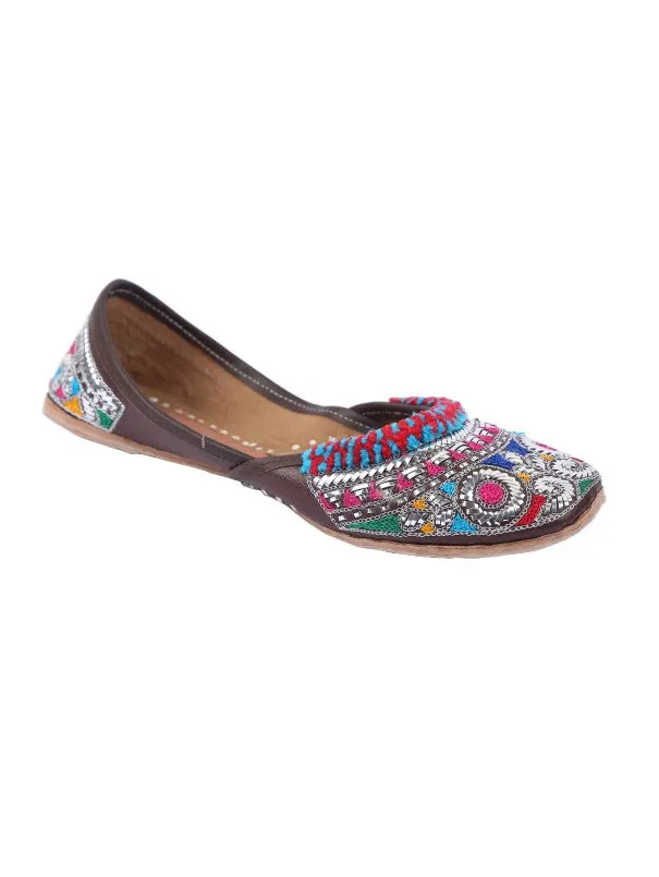 Multi Colored Mukaish Work Juttis