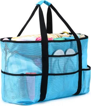 oscaurt Mesh Beach Bag Extra Large Waterproof Sandproof Beach Tote Pool Swim Bag Travel Vacation Essentials