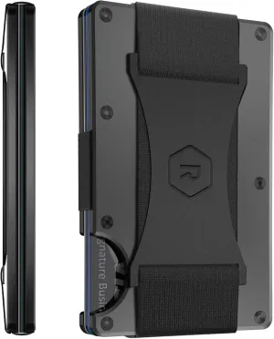 Ridge Wallet for Men - Slim Minimalist Compact Wallet and Card Holder, RFID Protected Front Pocket Wallets for Men with Integrated Cash Strap (Gunmetal Titanium)