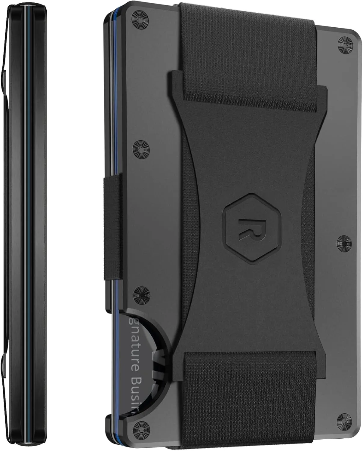 Ridge Wallet for Men - Slim Minimalist Compact Wallet and Card Holder, RFID Protected Front Pocket Wallets for Men with Integrated Cash Strap (Gunmetal Titanium)
