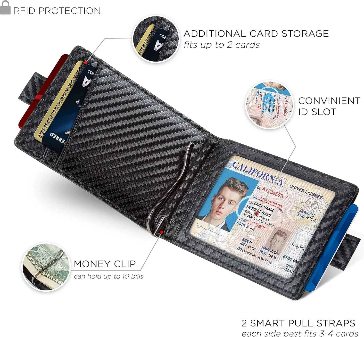 SERMAN BRANDS RFID Blocking Slim Money Clip Wallet ?C Leather Bifold Front Pocket Minimalist Mens Wallet with Money Clip for Men, Small Credit Card Holder Wallet - Travel Wallet with Gift Box