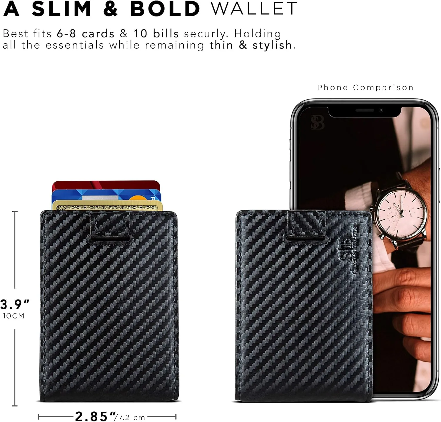 SERMAN BRANDS RFID Blocking Slim Money Clip Wallet ?C Leather Bifold Front Pocket Minimalist Mens Wallet with Money Clip for Men, Small Credit Card Holder Wallet - Travel Wallet with Gift Box