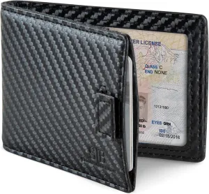 SERMAN BRANDS RFID Blocking Slim Money Clip Wallet ?C Leather Bifold Front Pocket Minimalist Mens Wallet with Money Clip for Men, Small Credit Card Holder Wallet - Travel Wallet with Gift Box