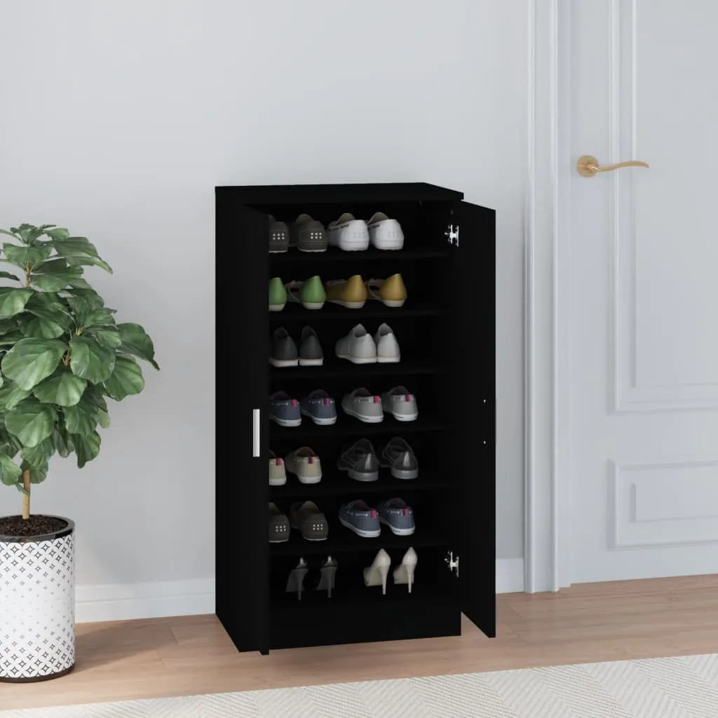 Shoe Cabinet Black 55x35x108 cm Engineered wood