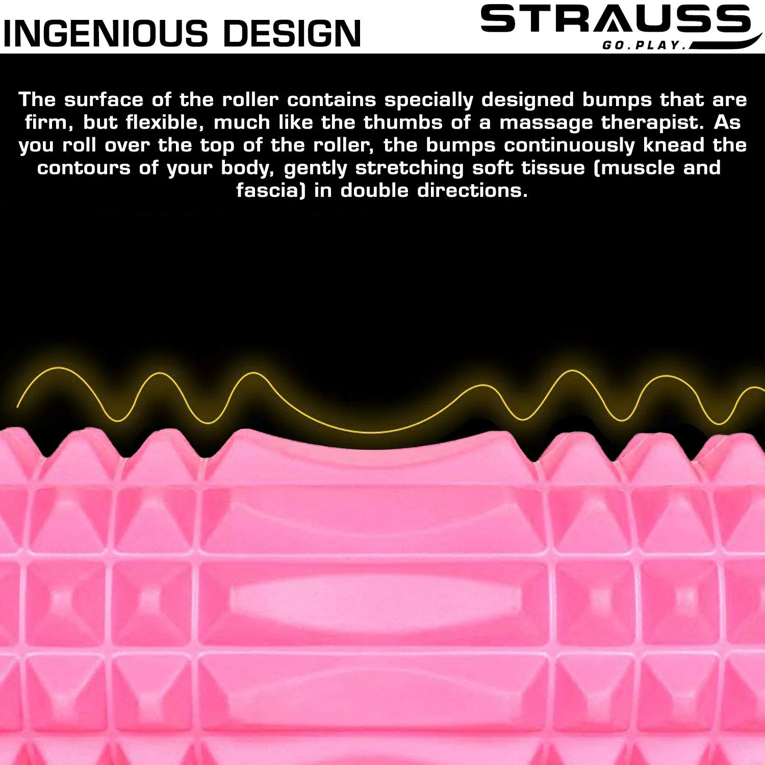 Strauss ST-1442 Grid Foam Roller (Pink), 33 CM and Yoga Wheel, (Blue)