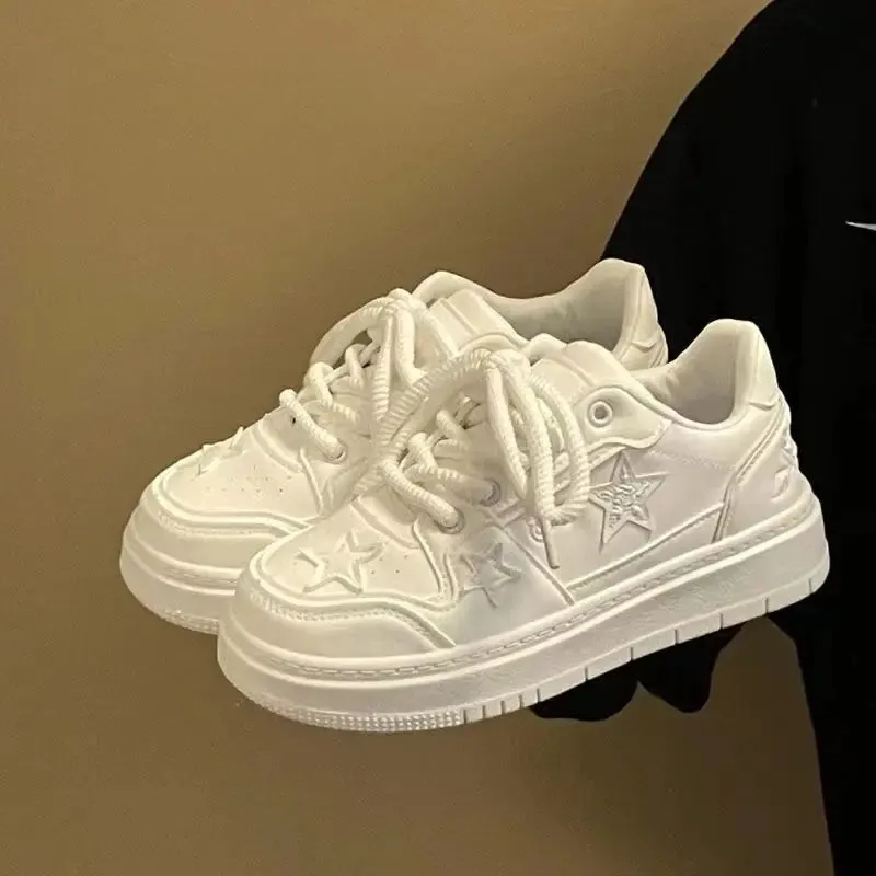 TAVIMART  -  White Sports Shoes Woman Spring Summer 2024 Basket Skateboard Female Platform Sneakers Casual Tennis Female Flats Vulcanize