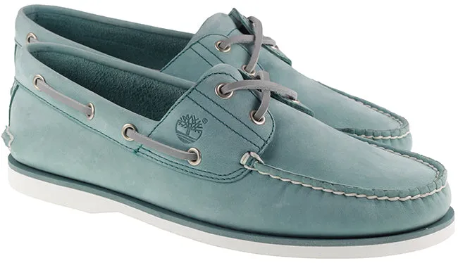 Timberland Boots Mens 2 Eye Classic Boat Shoe Teal Nubuck