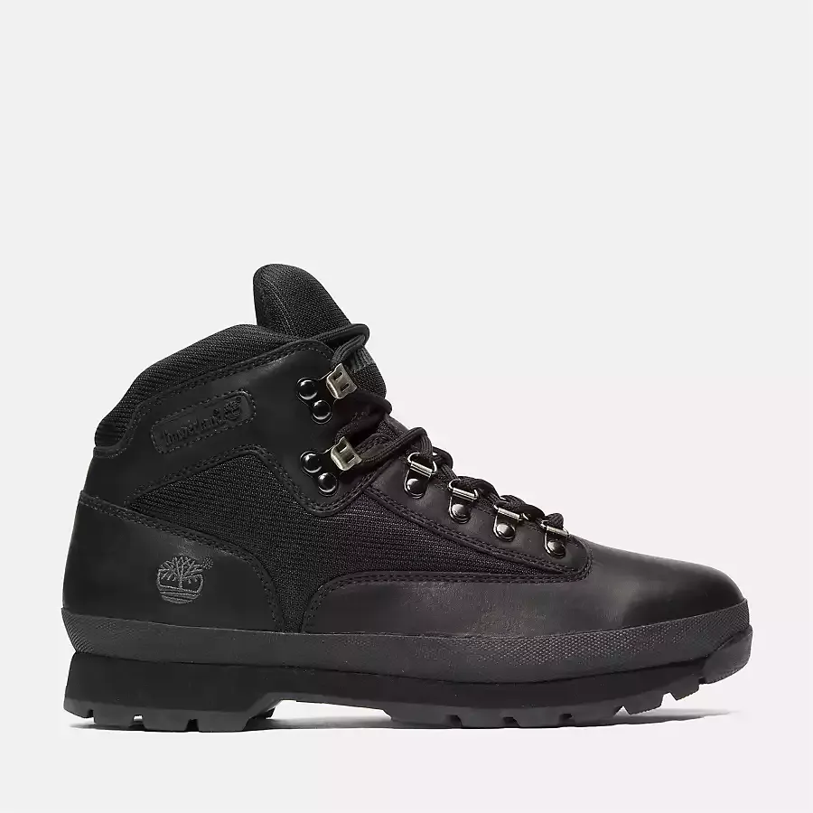 Timberland Men's Euro Hiker Mid Boot Shoes - Black Full Grain
