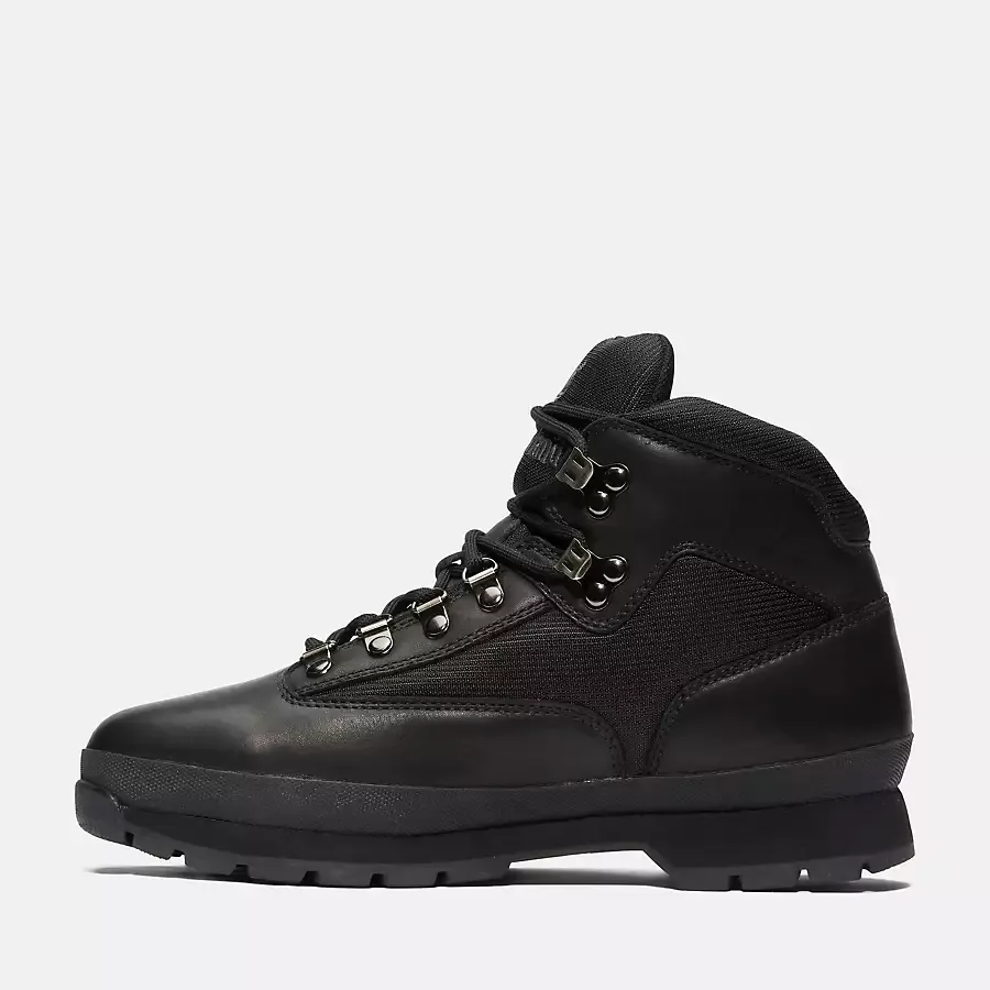 Timberland Men's Euro Hiker Mid Boot Shoes - Black Full Grain