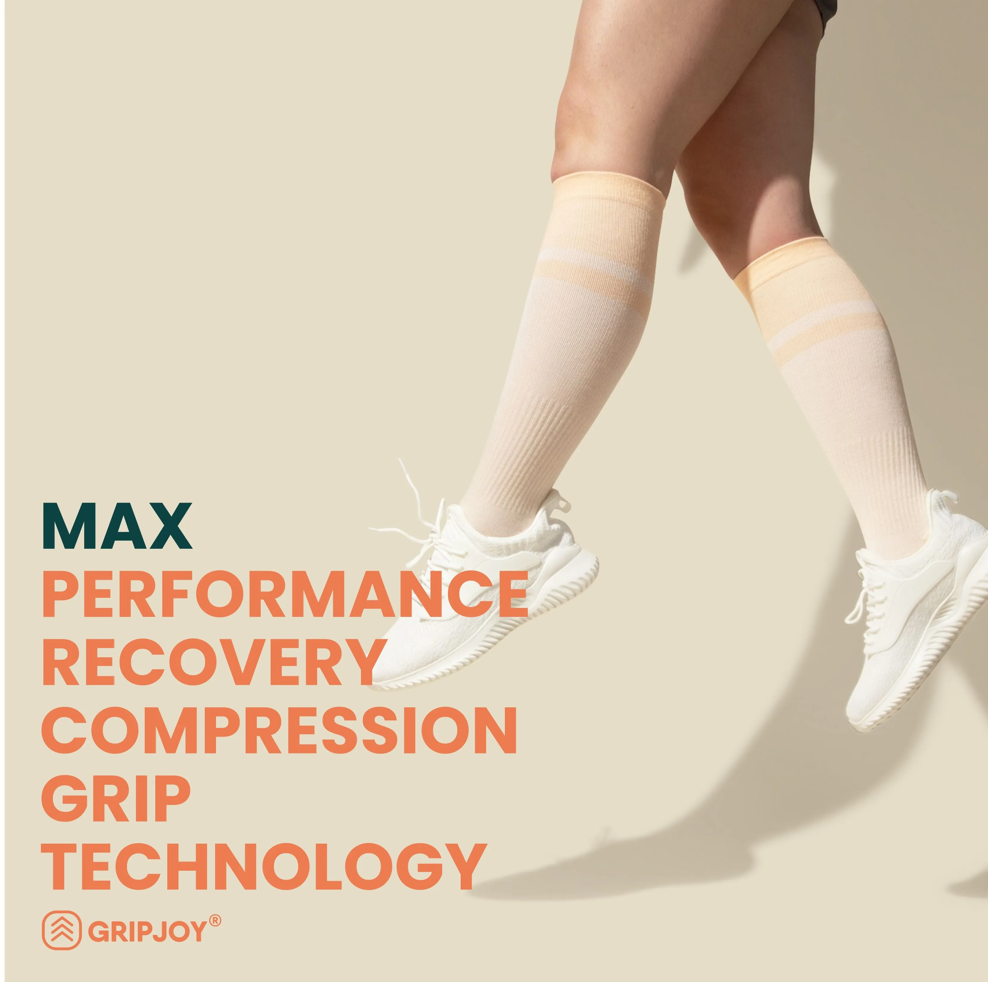 Women's Orange/Pink Compression Socks with Grips - 4 Pairs