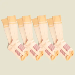 Women's Orange/Pink Compression Socks with Grips - 4 Pairs